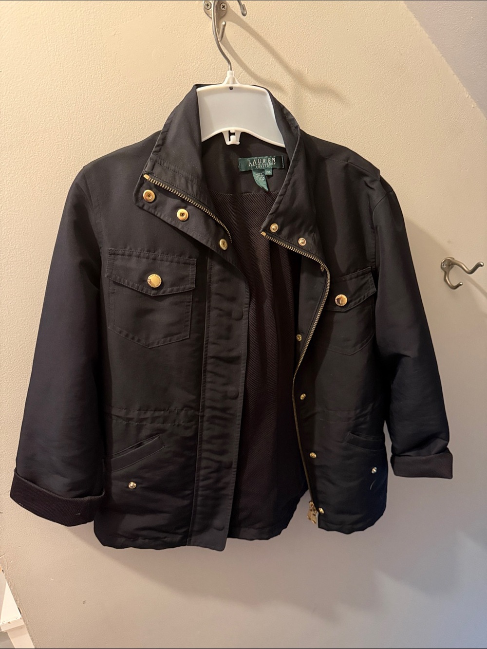 Ralph Lauren Black Field Jacket with Gold-Tone Hardware